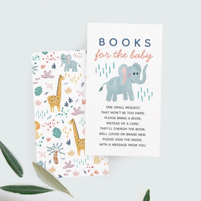 Boy Baby Shower Safari Elephant Books For Baby Begleitkarte (Von Creator hochgeladen)
