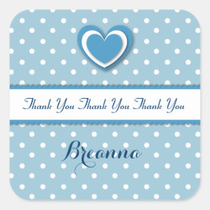 Boy Baby Shower Vielen Dank BLUE Polka Dots Quadratischer Aufkleber