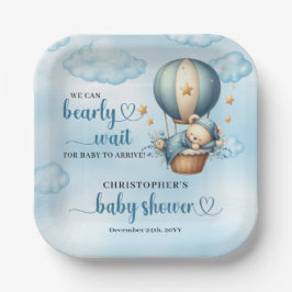 Boy Baby Shower wir können warten Heißluftballon Pappteller