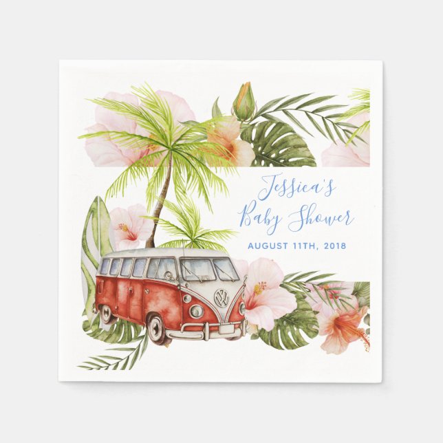 Boy Baby Surfboard Tropical Beach Dusche Napkins Serviette (Vorderseite)