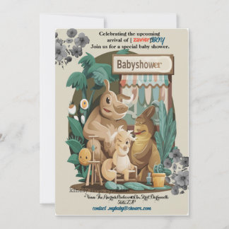 BOY BABYSHOWER ANIMIE Einladung