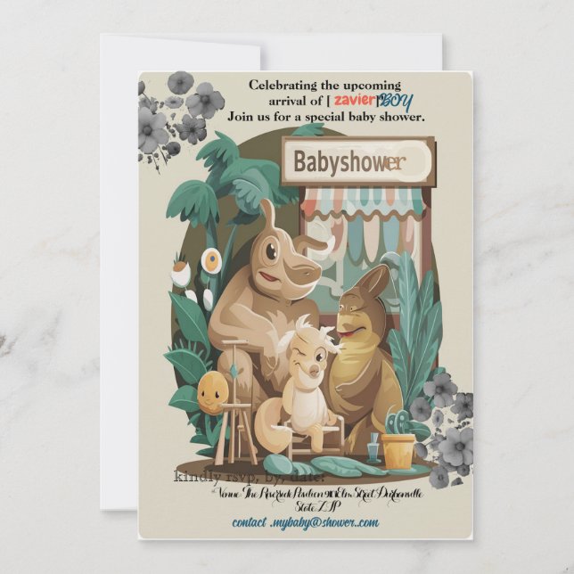 BOY BABYSHOWER ANIMIE Invitation (Devant)