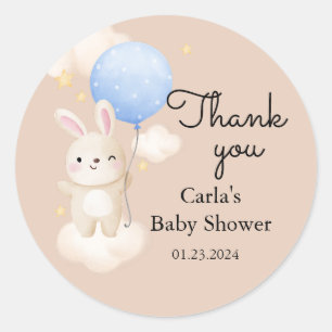 Boy Balloon Niedlich Brown Bunny Baby Dusche Runder Aufkleber