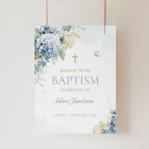 Boy BAPTISM Affiche de bienvenue Bleu Premier sign