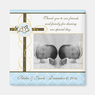 Boy Baptism/Christening Favor - Foto Magnet