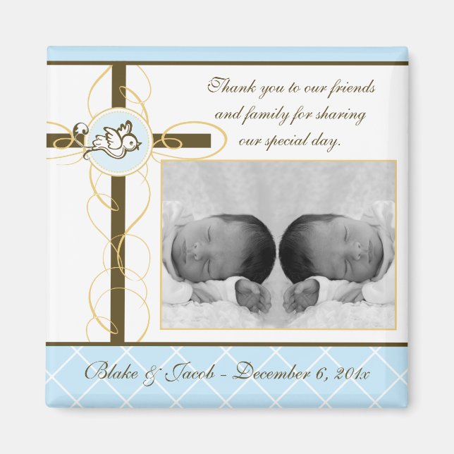 Boy Baptism/Christening Favor - Foto Magnet (Vorne)