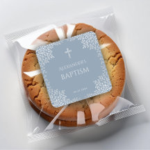 Boy Baptism Dusty Blue Elegant Imitats Silver Blät