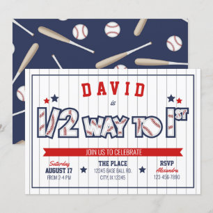 Boy Baseball 1/2 Anniversaire Invitation