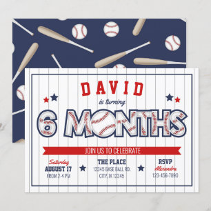 Boy Baseball 1/2 Anniversaire Invitation