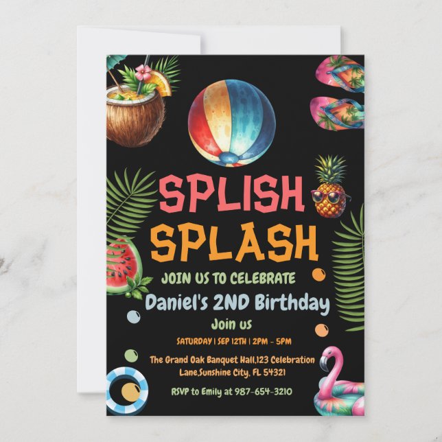 Boy Beach Ball Pool Invitation Anniversaire (Devant)