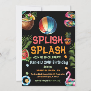 Boy Beach Ball Pool Invitation Anniversaire