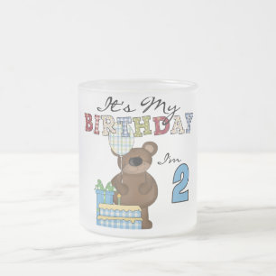 Boy Bear 2. Geburtstag T - Shirt und Geschenke Mattglastasse