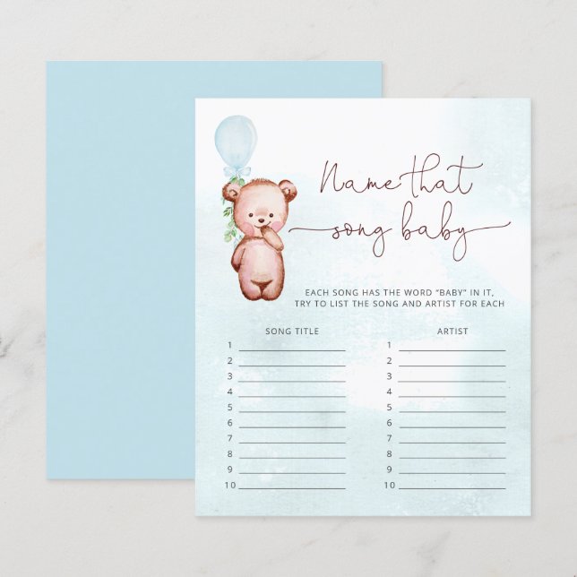 Boy Bear Balloon Name jenes Song-Spiel (Vorne/Hinten)