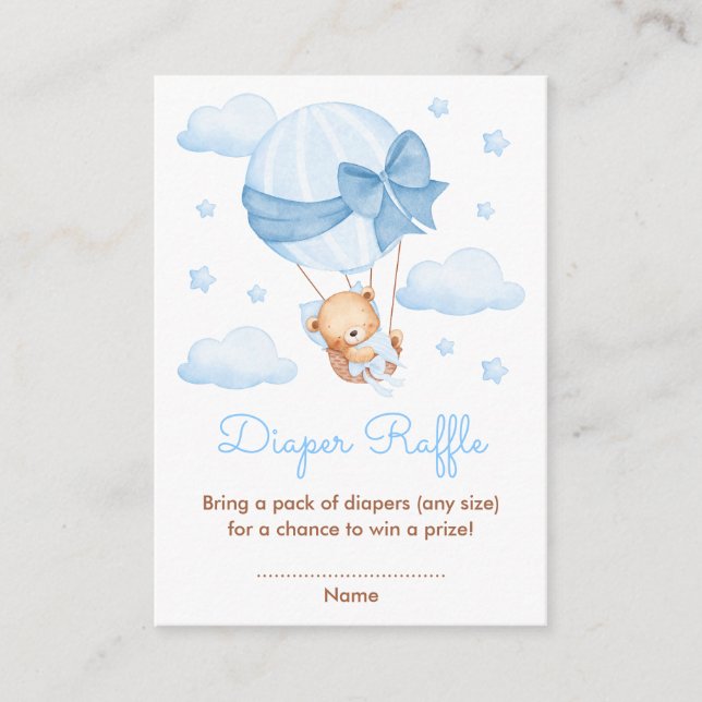 Boy Bear Blue Balloon Babydusche Windelwanne Begleitkarte (Vorderseite)