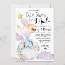 Boy Bear Pink Floral Balloons Babydusche von Mail