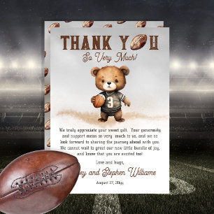 Boy Bearly Wait American Football Baby Dusche Dankeskarte