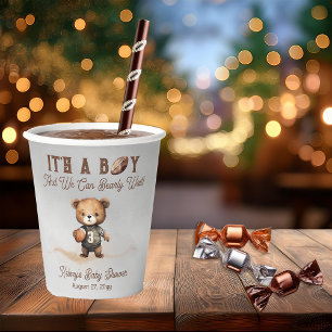 Boy Bearly Wait American Football Baby Dusche Pappbecher