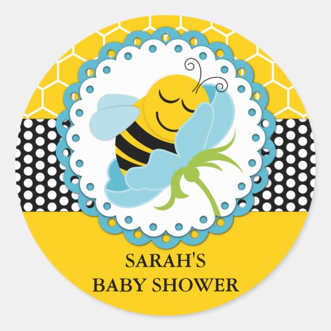 Boy Bee Baby Shower Personalisiert Stickers (Vorderseite)