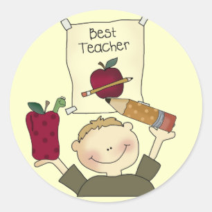 Boy Best Teacher Tshirts und Geschenke Runder Aufkleber