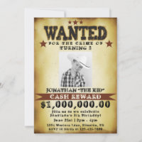 Boy Birthday Cowboy Wollte Poster-Einladung