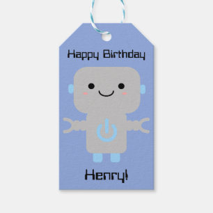 Boy Birthday Niedlich Cartoon Robot Blue Geschenkanhänger