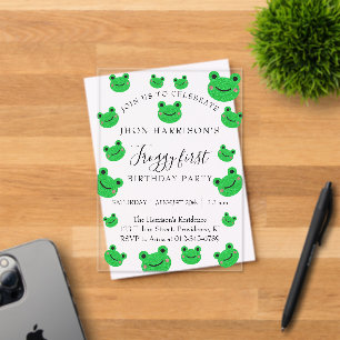 Boy Birthday Party Frog Thema Acryleinladungen