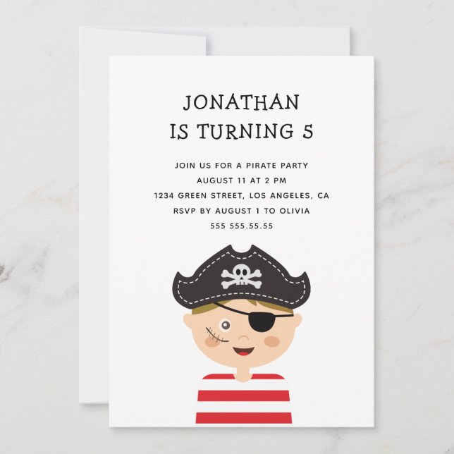 Boy Birthday Party. Pirate Adventure Treasure Hunt Einladung (Vorderseite)