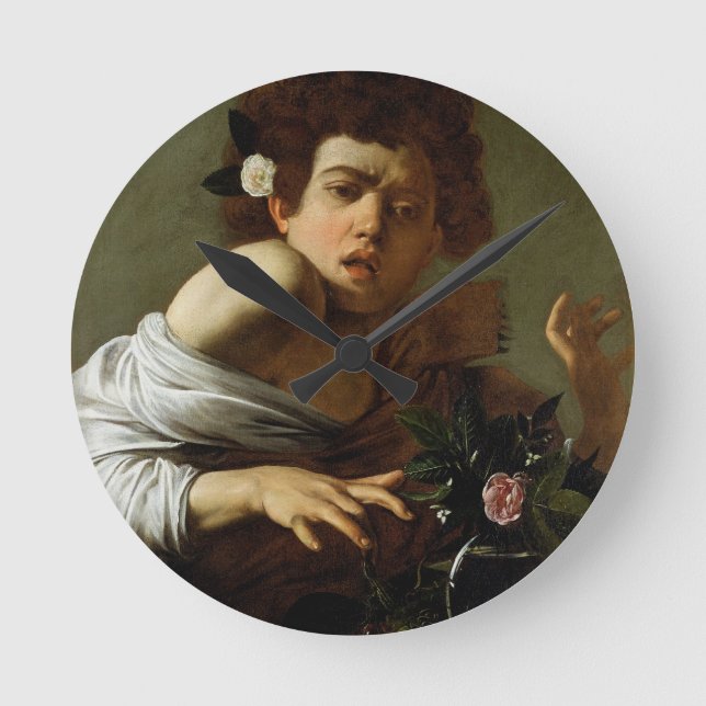 Boy Bitten von einer Lizard, c.1595-1600 (Öl auf L Runde Wanduhr (Vorderseite)