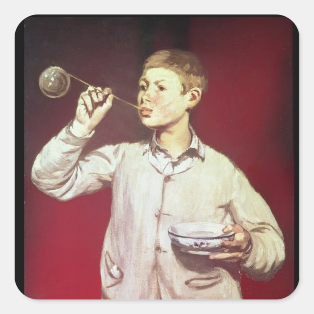 Boy-Blowbles, 1867-69 Quadratischer Aufkleber (Vorderseite)