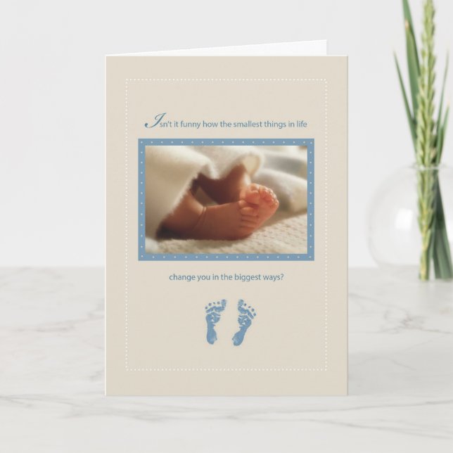 Boy Blue Baby Feet Dusche Herzlichen Glückwunsch Karte (Vorderseite)
