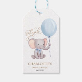 Boy Blue Balloon Elephant Baby Dusche Danke Geschenkanhänger