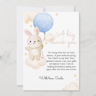 Boy Blue Balloon Niedlich Bunny Baby Dusche Dankeskarte