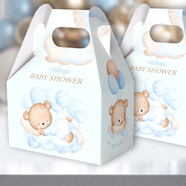 Boy Blue Beige Bear Baby Dusche Gefallen Box Geschenkschachtel (Boy Blue Beige Bear Favor Box - You can choose from 3 sizes by clicking on the STYLE dropbox.)
