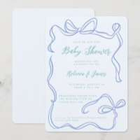 Boy Blue Bow Funky Hand gezeichnet Baby Shower