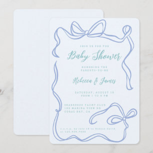 Boy Blue Bow Funky Hand gezeichnet Baby Shower Einladung