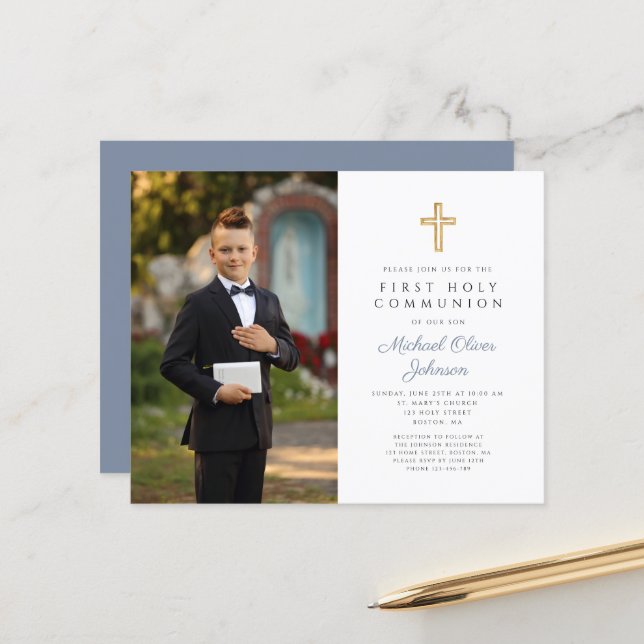 Boy Blue Budget Cross Foto erste Kommune (Vorderseite/Rückseite Beispiel)