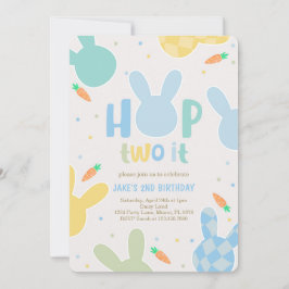 Boy Blue Bunny 2. Geburtstag Einladung