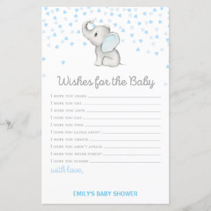 Boy Blue Elephant Baby Shower Game PRINTED