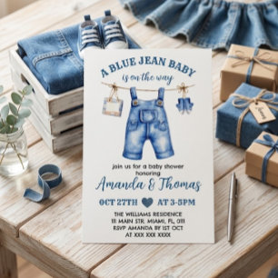 Boy Blue Jean Baby Shower Einladung
