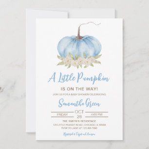 Boy Blue Minimalistisch Pumpkin Baby Dusche Einladung