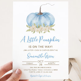 Boy Blue Minimalistisch Pumpkin Baby Dusche Einladung