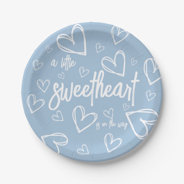 Boy Blue Modern Minimal Baby Dusche Pappteller (Vorderseite)
