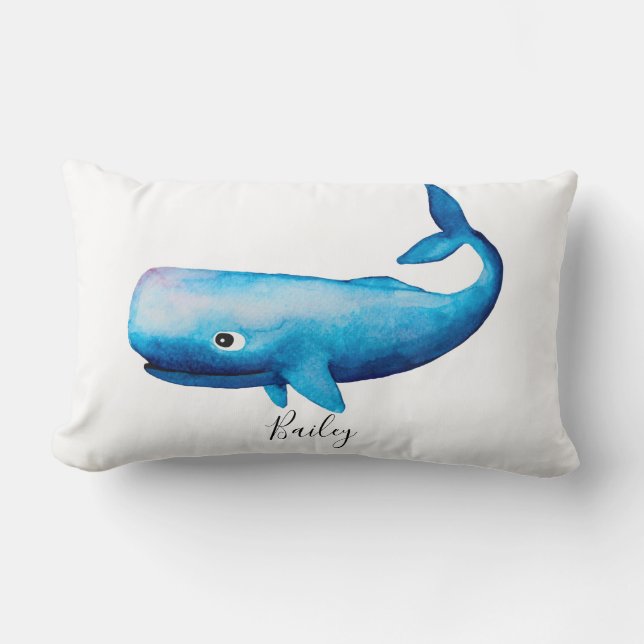 Boy Blue Ocean Wal Beach Name Kinderzimmer Lendenkissen (Vorderseite)