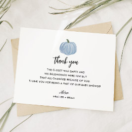 Boy Blue Pumpkin Baby Dusche Dankeskarte