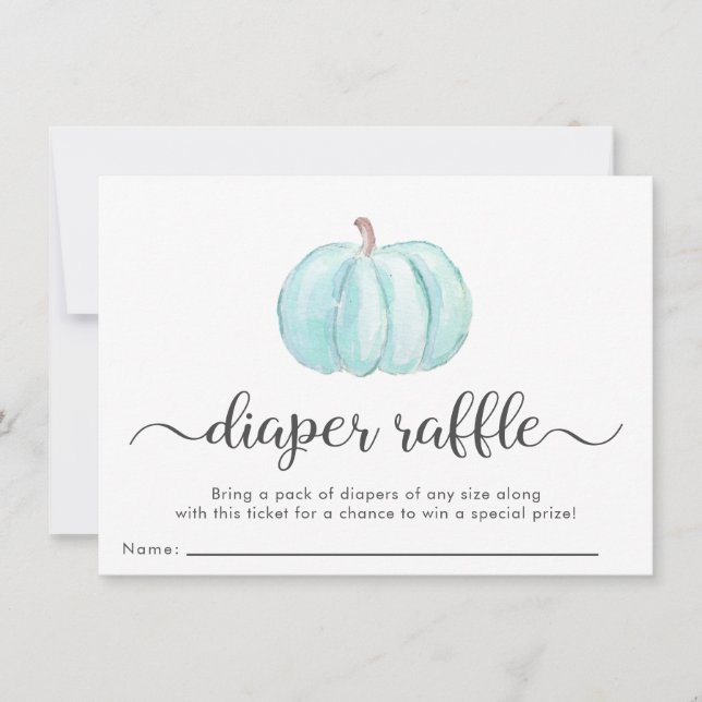 Boy Blue Pumpkin Diaper Raffle Baby Duschkarte Einladung (Vorderseite)