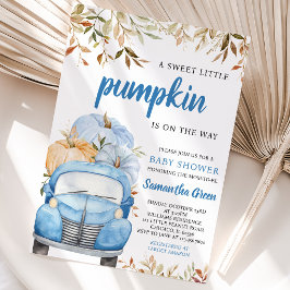 Boy Blue Pumpkin Truck Baby Dusche Einladung