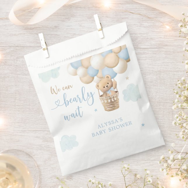 Boy Blue Teddy Bear Hot Air Ballon Babydusche Geschenktütchen (Ausgeschnitten)