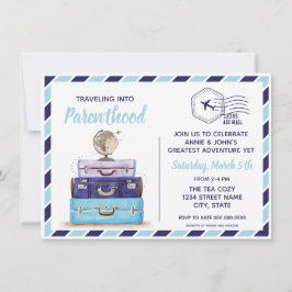 Boy Blue Travel Baby shower Invitation