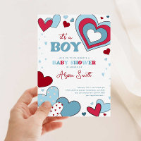 Boy Blue Valentine's Day Hearts Baby Shower