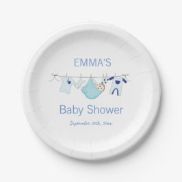 Boy Blue Wäsche Wäscheleine Baby Dusche Pappteller